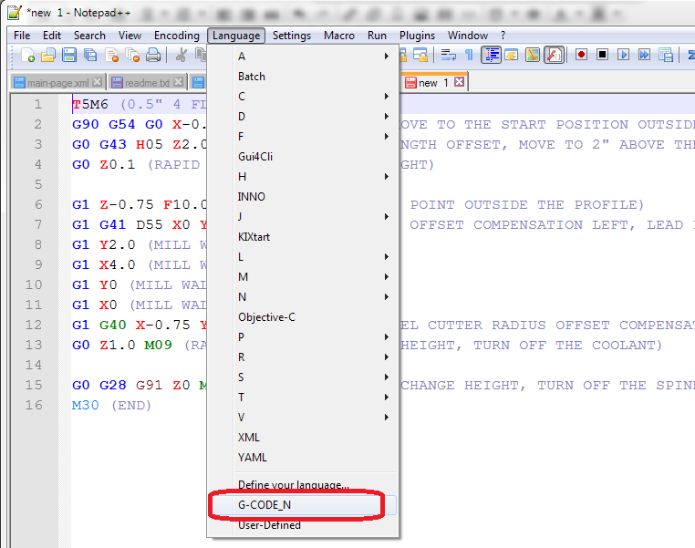 Notepad++: Absolutely Free G-Code Editor With Code Highlighting